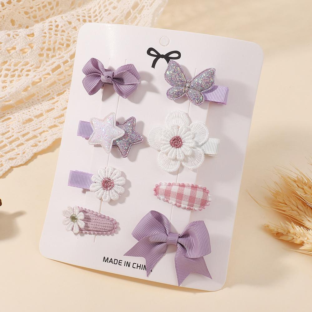 8Pcs/Set Girls Lovely Barrette Hairclips Sweet Bowknot Minni Hair Clips for Girls Fresh Hair Accessories Gift