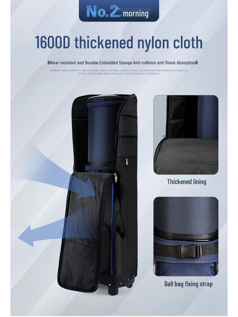 PGM Foldable Wheeled Golf Bag with Dustproof Storage, Thickened for Airplane Check-in