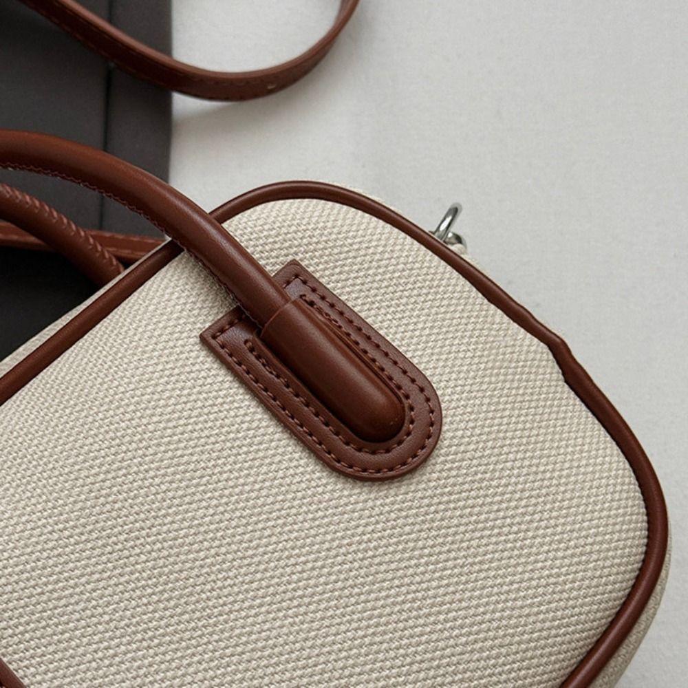 High Quality Leather Boston Tote Bag Handbag Contrast Color Crossbody Bag PU Bowling Bag  Girls