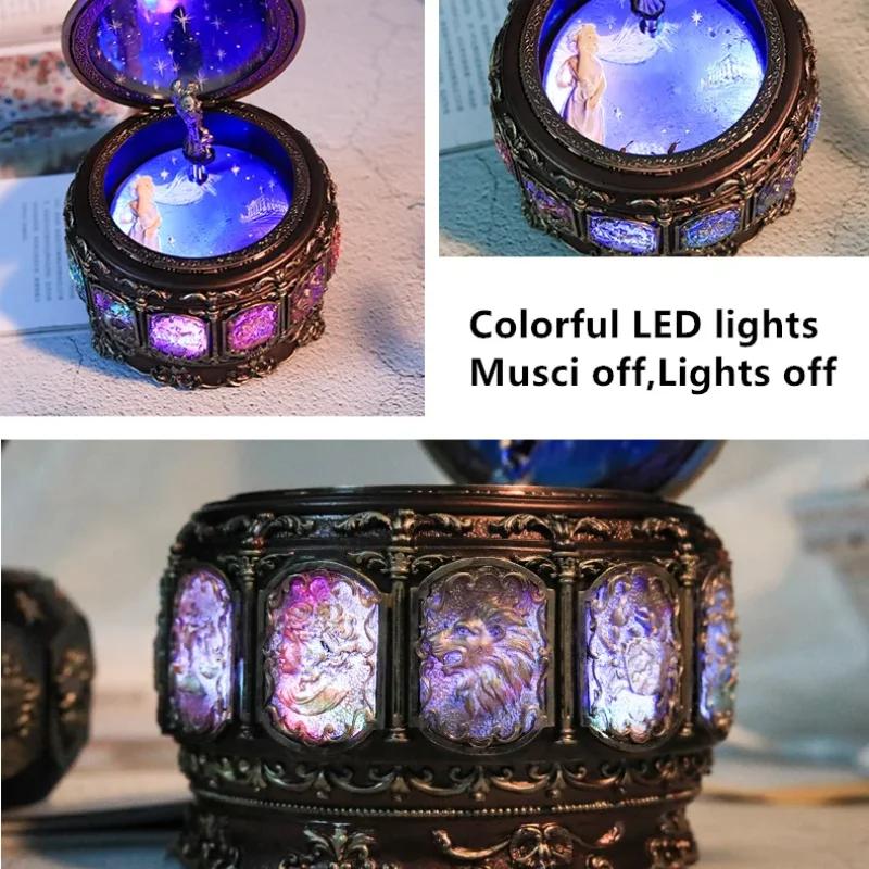 Rotating Vintage Music Box With Constellations Goddess Mechanism Musical Box Signs Of The Zodiac Gift for Birthday Christmas