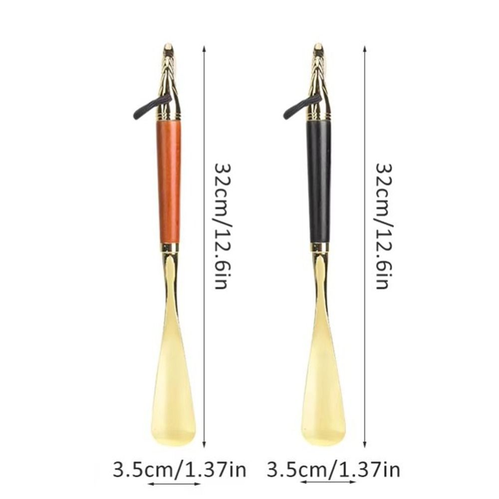 32cm Metal Shoe Horn Long Lion/Horse Head Wood Handle Shoehorn Shoes Wearing Tool Handheld Portable Shoe Lifter Reduce Bending