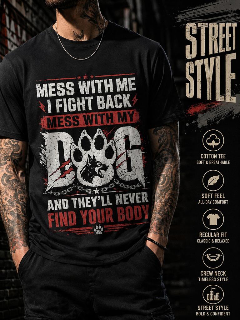 Unisex T-shirt Men's Black T-Shirt Street Style Graphic Tee Halloween Hot Gift for Dog Lover Husband Boyfriend Size
