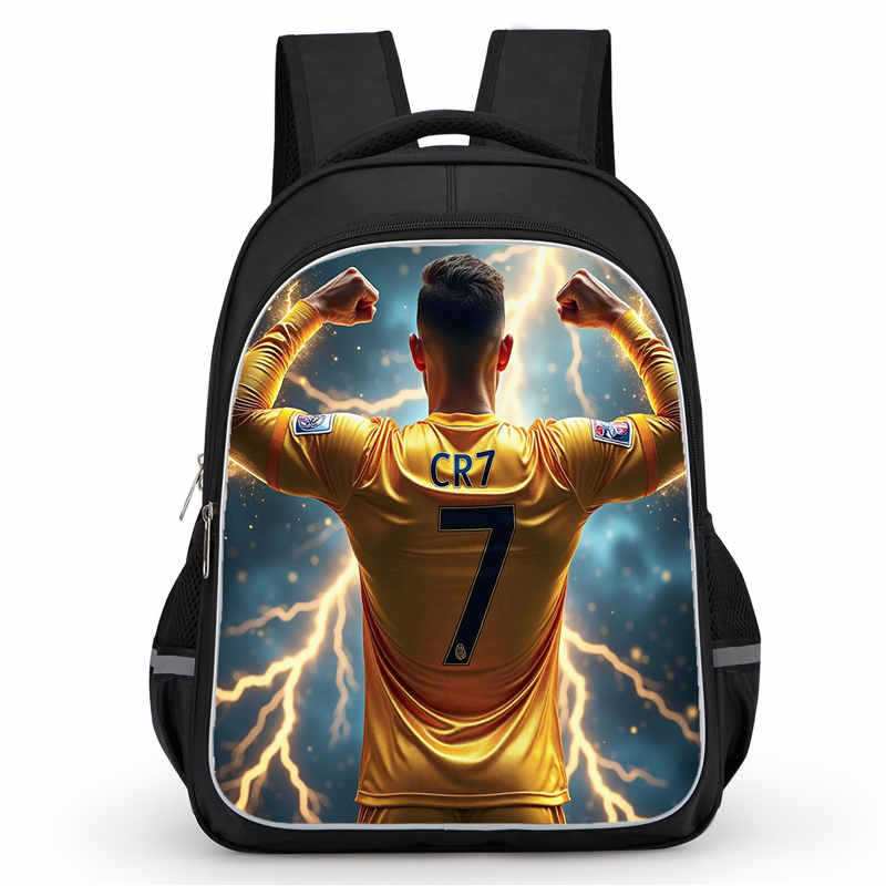 Cr7 Rucksack Hochauflösender Druck Große Kapazität Multifunktion Reißverschluss Oxford Rückenschutz Leichter Rucksack