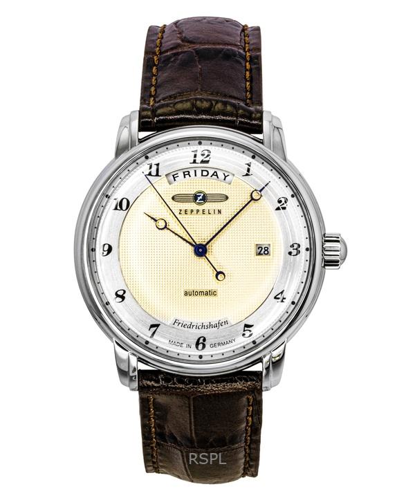 

Zeppelin Friedrichshafen Коричневый кожаный ремешок Золотистый циферблат Автоматический 85625 Мужские часы золотой