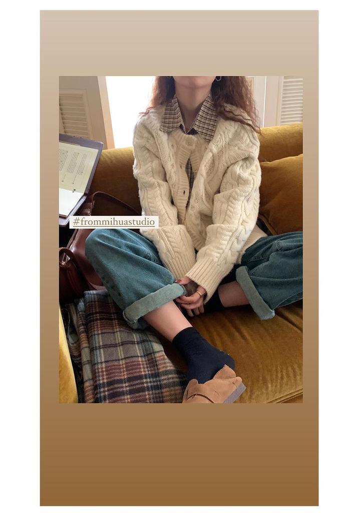 Twisted Knit Cardigan: Thickened Milk Fur Sweater Coat for Women, Autumn Winter 2022