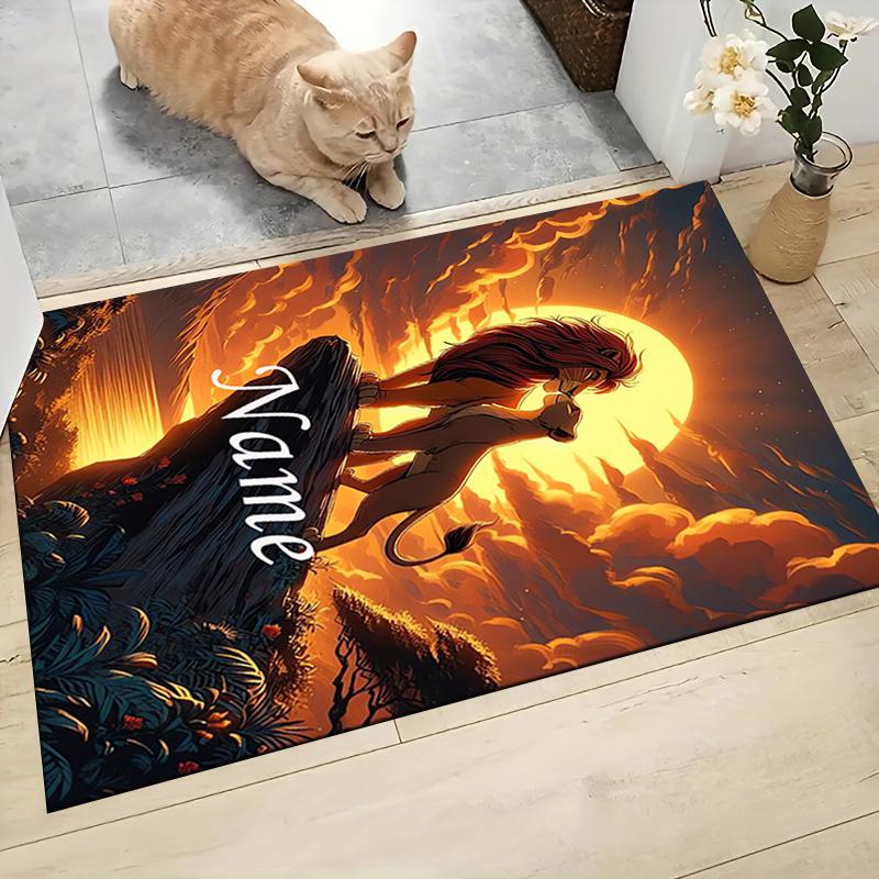 Custom Name Lion Sunset Majesty Carpet Rug Customizable Soft Washable Anti-Slip Home Living Room Sofa Mats Personalized Rug. 0909306