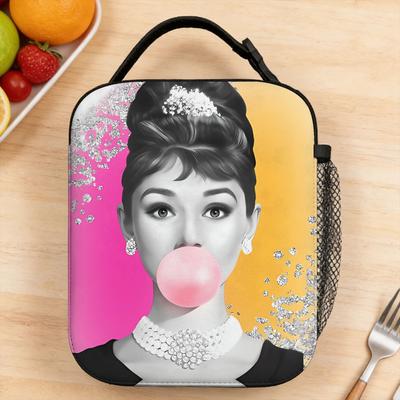 Audrey Hepburn Lunch Bag Office Portable Insulated Tote Food Bags For Child  Waterproof Custom Cooler Bag