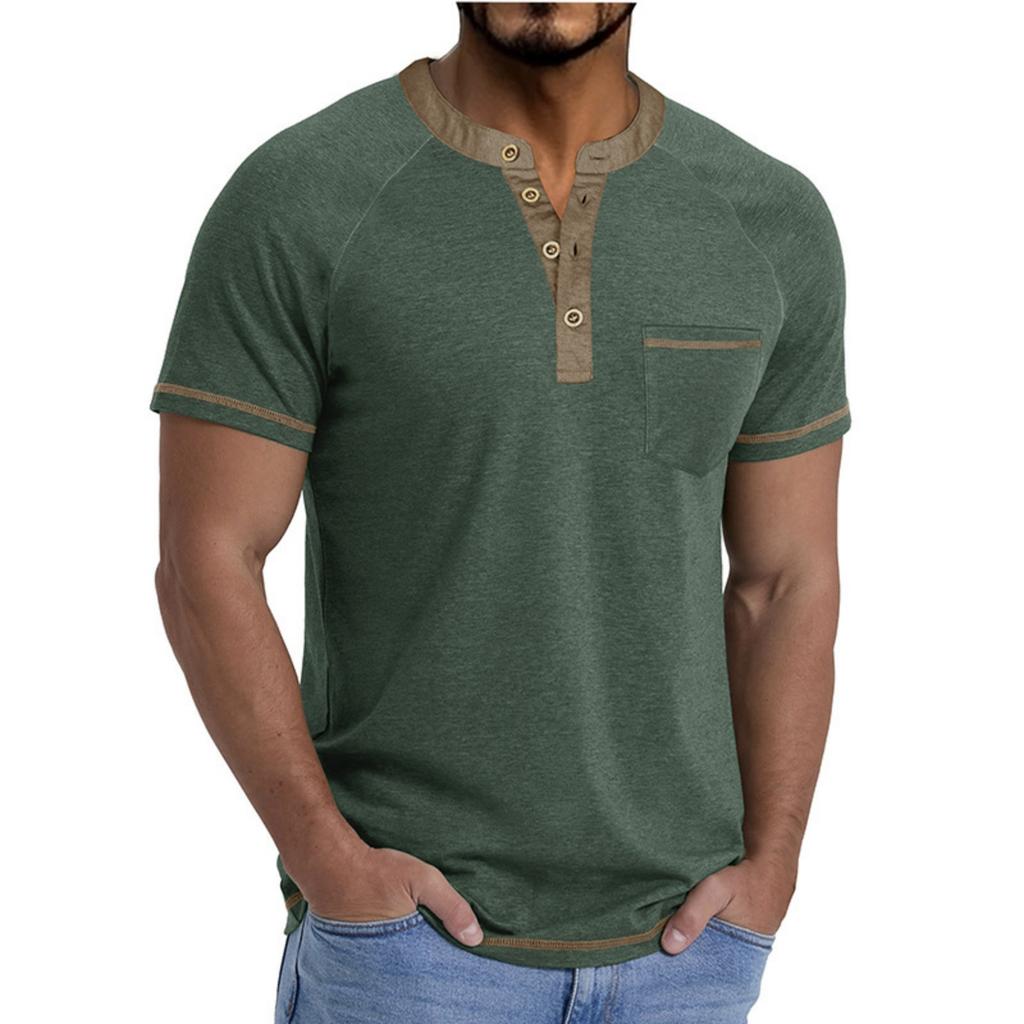 T-shirt da uomo a maniche corte con colletto Top casual con revers