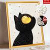 Framed Pearl Painting Kit Cute Black Cat Design 3D Shiny Bead Art Canvas for Bedroom Living Room Decoration