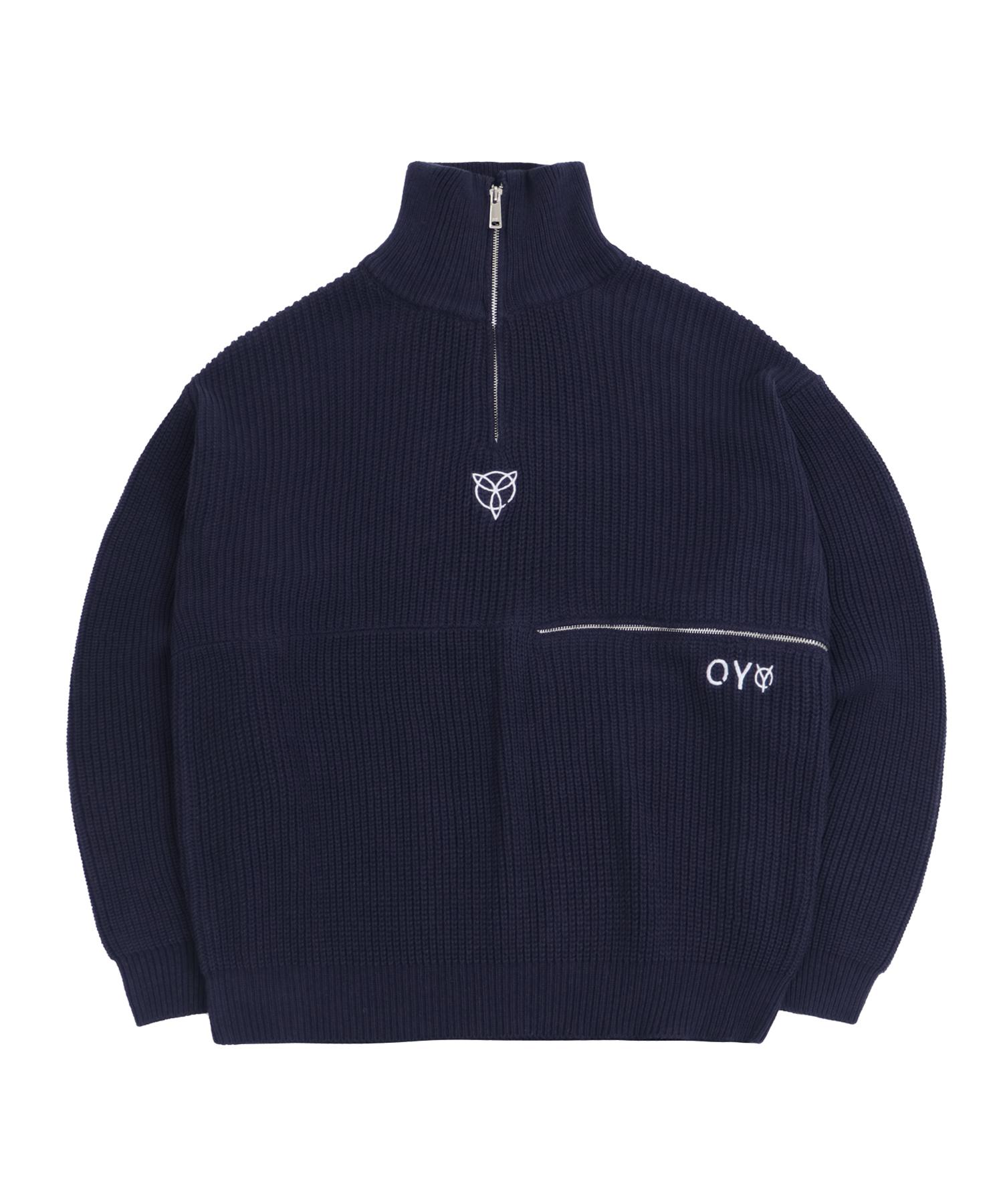 Oy Side Zipper Polar Logo Knit - Navy Navy/One Size