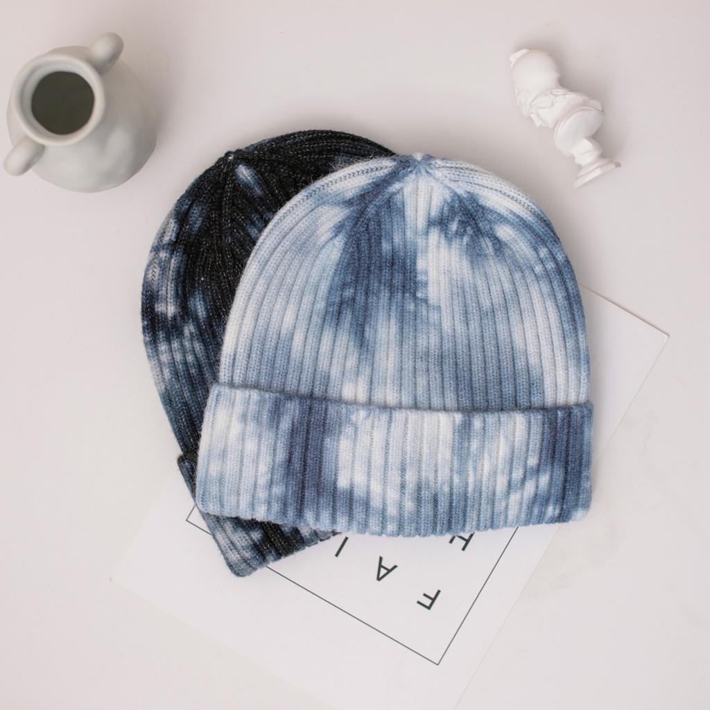 Cross-Border Trendy Tie-Dye Knitted beanie Unisex Hip-Hop Sports Warm Japanese Style Thickened Cold Hat