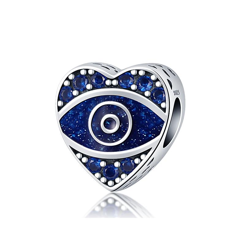 Exquisite 925 Silver Mysterious Blue Butterfly Devil's Eye Fatima's Hand Pendants Charms Beads Fit Qikaola Bracelets DIY Jewelry