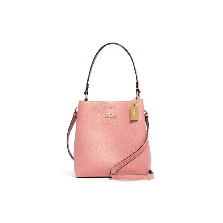 

New COACH Leather Portable Crossbody Bucket Bag, Shoulder Bag Trumpets Women s Cherry Blossom Pink 1011-IMSJX 21.6*10.4*22.1CM