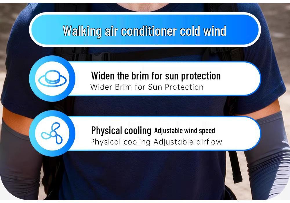 Solar-Powered Multifunctional Fan Hat with Wide Brim for UV Protection