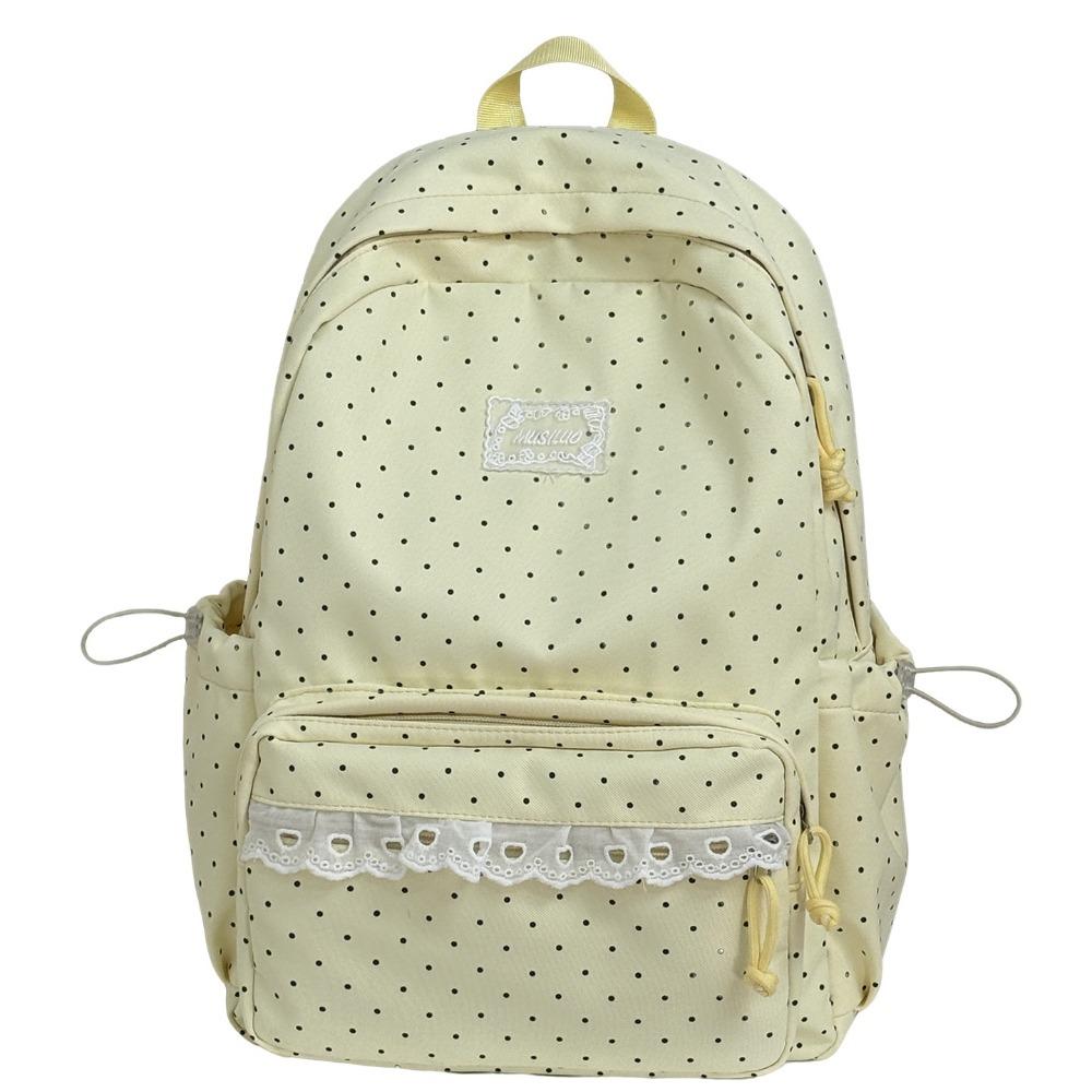 Sweet Lace Trim Rucksack Large Capacity Student School Bag Y2k Polka Dot Backpack  Outdoor Use
