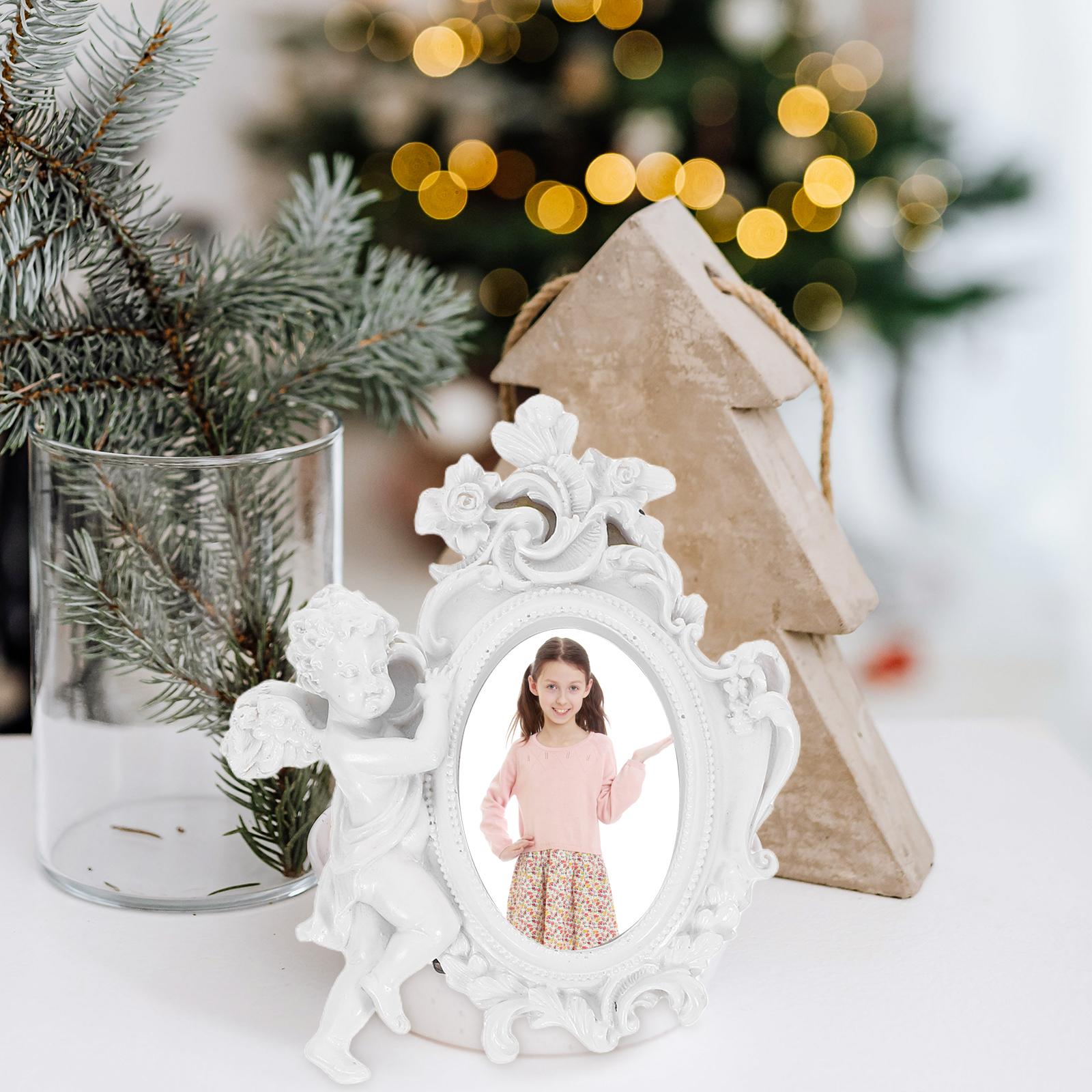 Cute Resin Angel Photography Frame Decorative Tabletop Photo Display Holder Elegant Angel-Themed Picture Frame for Home Office dorato
