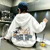 American Retro Coconut Tree Beach Traveler Double-sided Printed Hooded Sweatshirt for Boys and Girls - Children's Casual Top Set