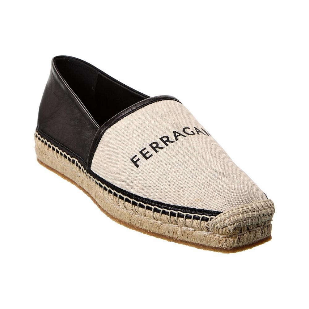 

Salvatore Ferragamo Ferragamo Складные парусиновые кожаные эспадрильи бежевые