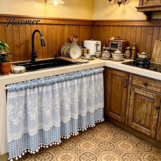 Stain Resistant Window Valance Plaid Floral Curtain, Farmhouse Valance, 1 Panel, Light Curtains Filtering Curtain with Rod Pocket for Kitchen