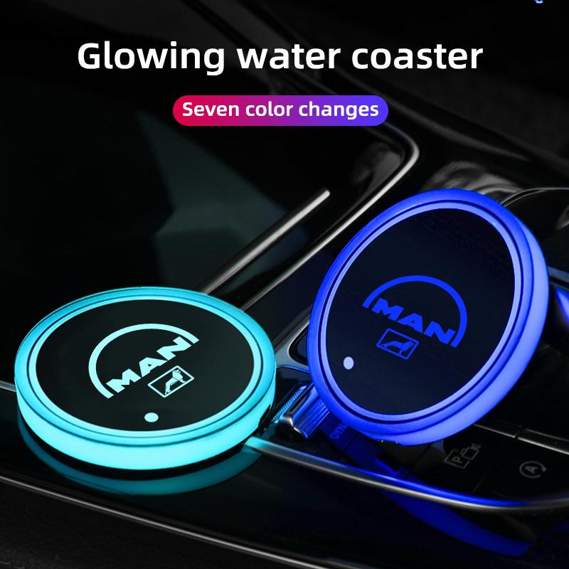 Car luminous water coaster anti-slip mat suitable for MAN TGX TGM TGS TGE car interior induction colorful atmosphere light
