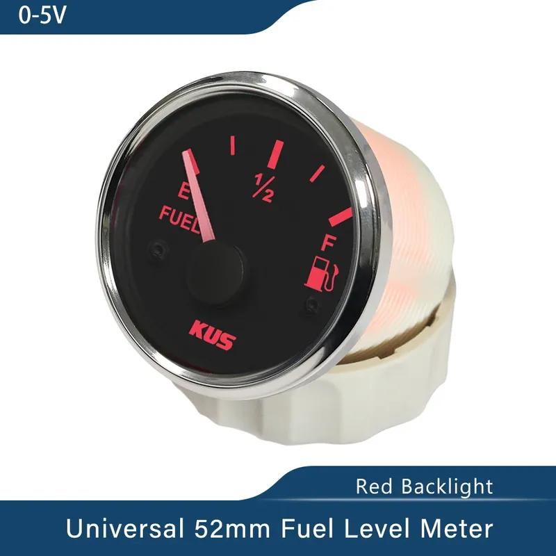 KUS 52mm Car Boat Universal 0-5V Fuel Level Gauge Meter Waterproof with Red and Yellow Backlight for Motorcycle Yacht