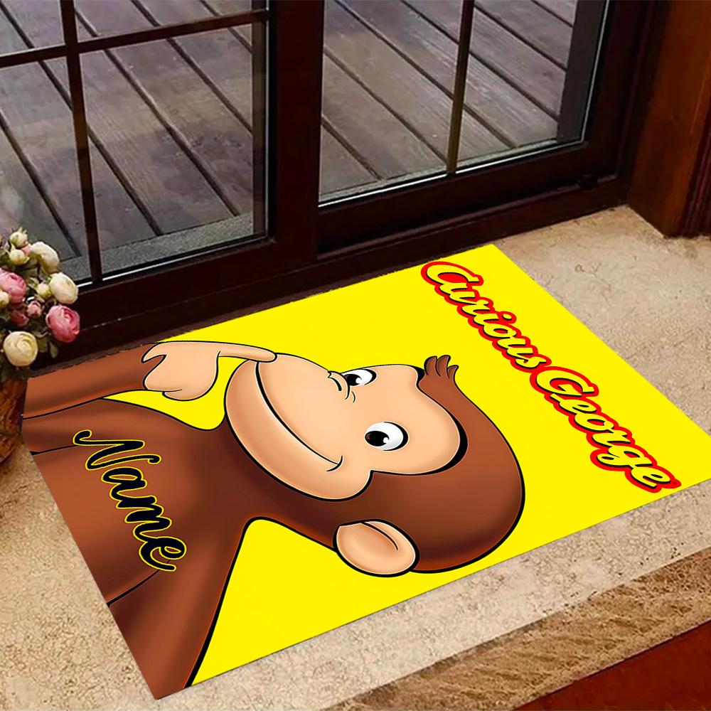 Curious Monkey Party Personalized Name Floor Mat Perfect for Bedrooms Study room Dormitory Playrooms Anti-slip Rug Decorate Offices