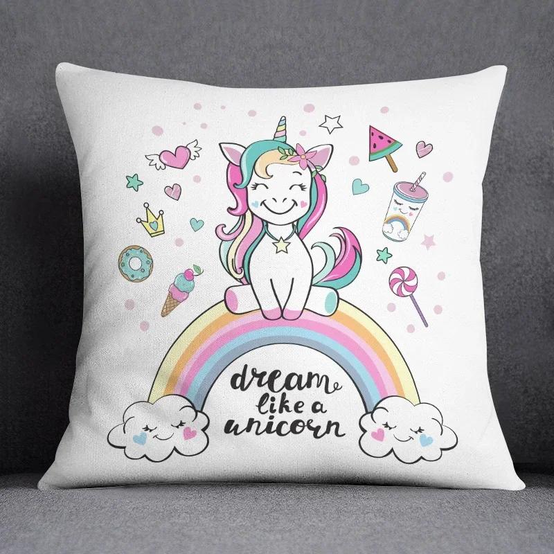 Cartoon Pink Unicorn Collection Pillow Gift Home Office Decor  Bedroom Sofa Car Cushion Cover Case