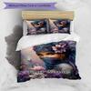 3pcs Custom Name Fantasy Floral Portrait Bedding Set Printed Bedding Set Duvet Cover Closure Includes 1 Duvet Cover & 2 Pillowcases Bedroom Decor
