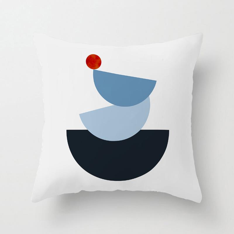 Blue Nordic Style Pillow Cover Geometric Stripe Double-Sided Sofa Window Guest Home Pillow Case Square Shape Pp Cotton