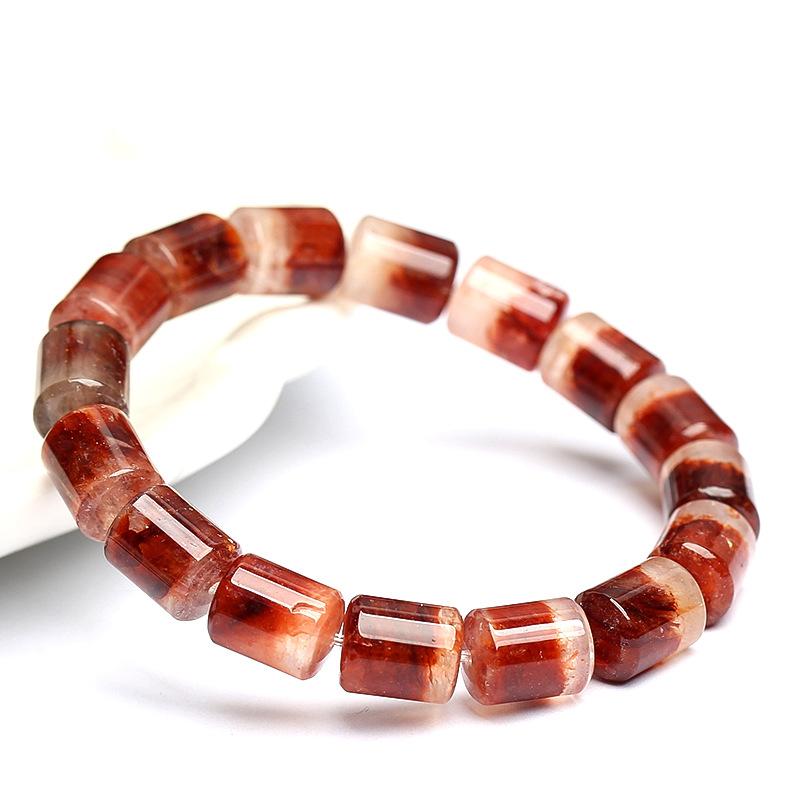 Hongchu Crystal Natural Red Agate Flower Treasure Bowl Bead Bracelet Iridescent Crystal Bracelet