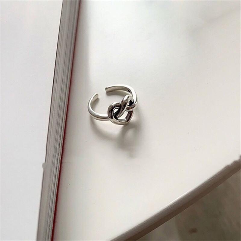 925 Silver Tie a Knot Heart Adjustable Rings For Women Ladies Rings Engagement Luxury Jewelry Jewellery Argent 925