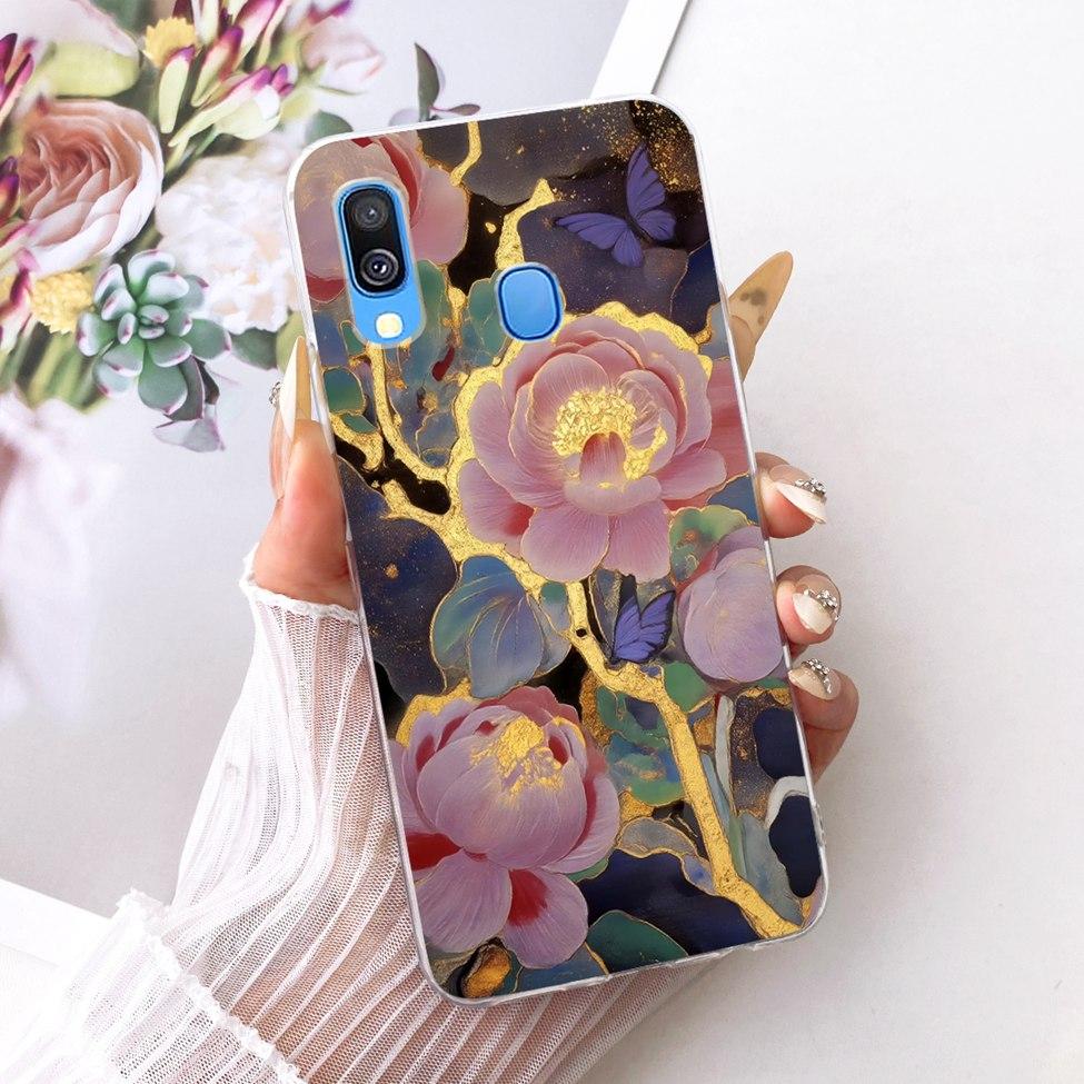 For Samsung A40 Case Transparent Cute Cat Fashion Butterfly Funny Painted Phone Casing For Samsung Galaxy A40 SM-A405F Cover