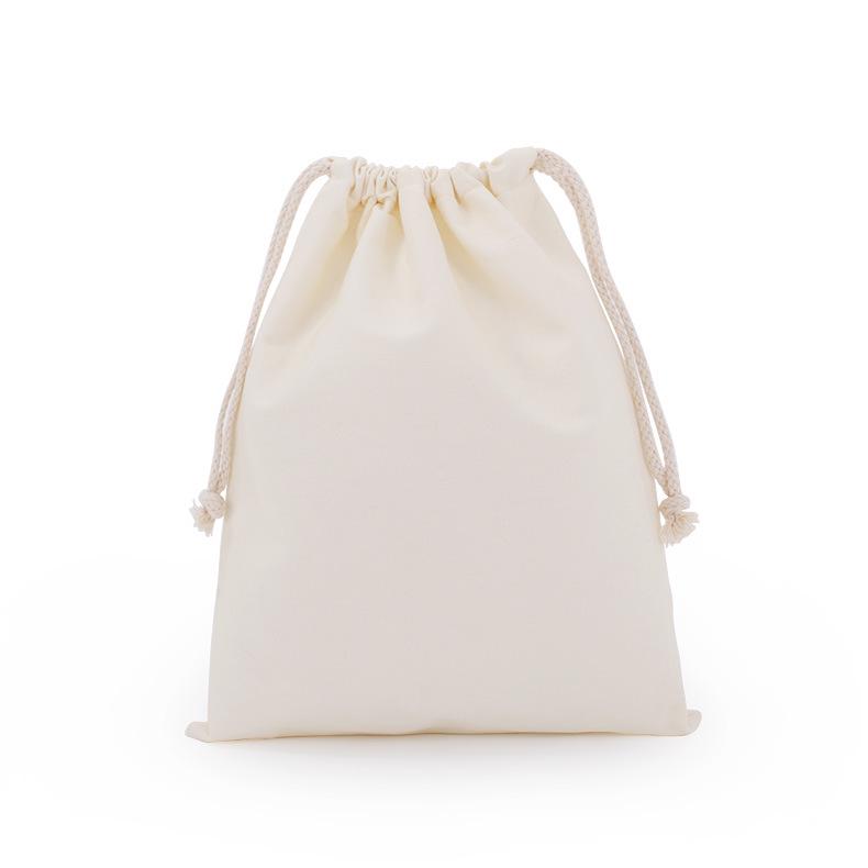 Eco-friendly White Cotton Drawstring Pouch - Custom Canvas Storage Bag