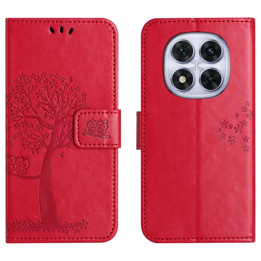 For Xiaomi Redmi Note 15 Pro 5G (Global) Case PU Leather Owl Tree Imprinted Wallet Phone Cover with Strap
