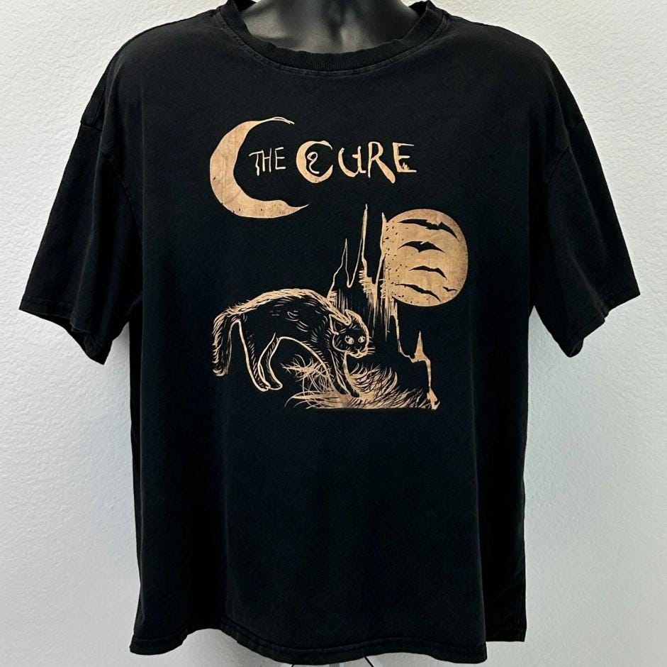 The Cure Cat Tshirt 90s Alternative Indie Rock Summer New Retro Unisex Casual Fashion Y2K Tshirt S