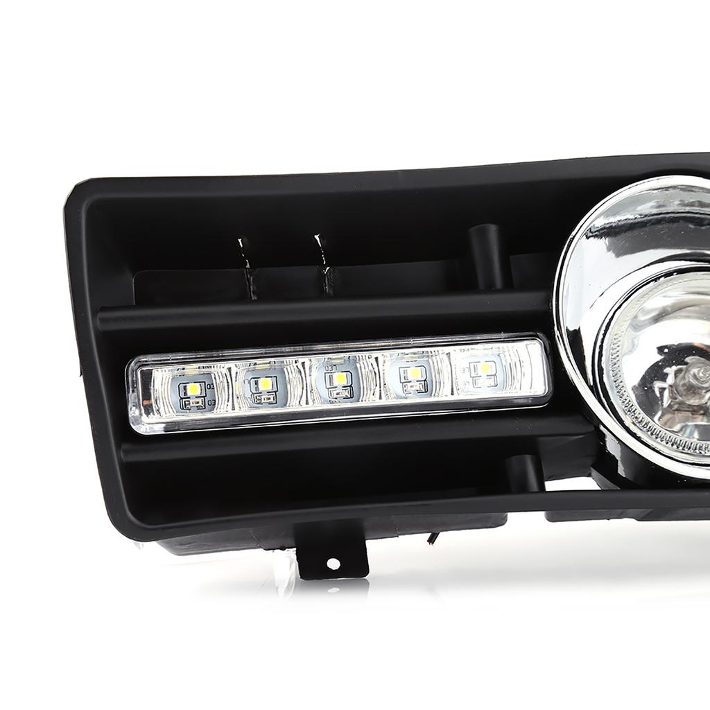 2 Pcs Fog Light Vent Cover, H3 Fog Lights Grilles With LED DRL Lamp for 1997‑2006 TDI MK4