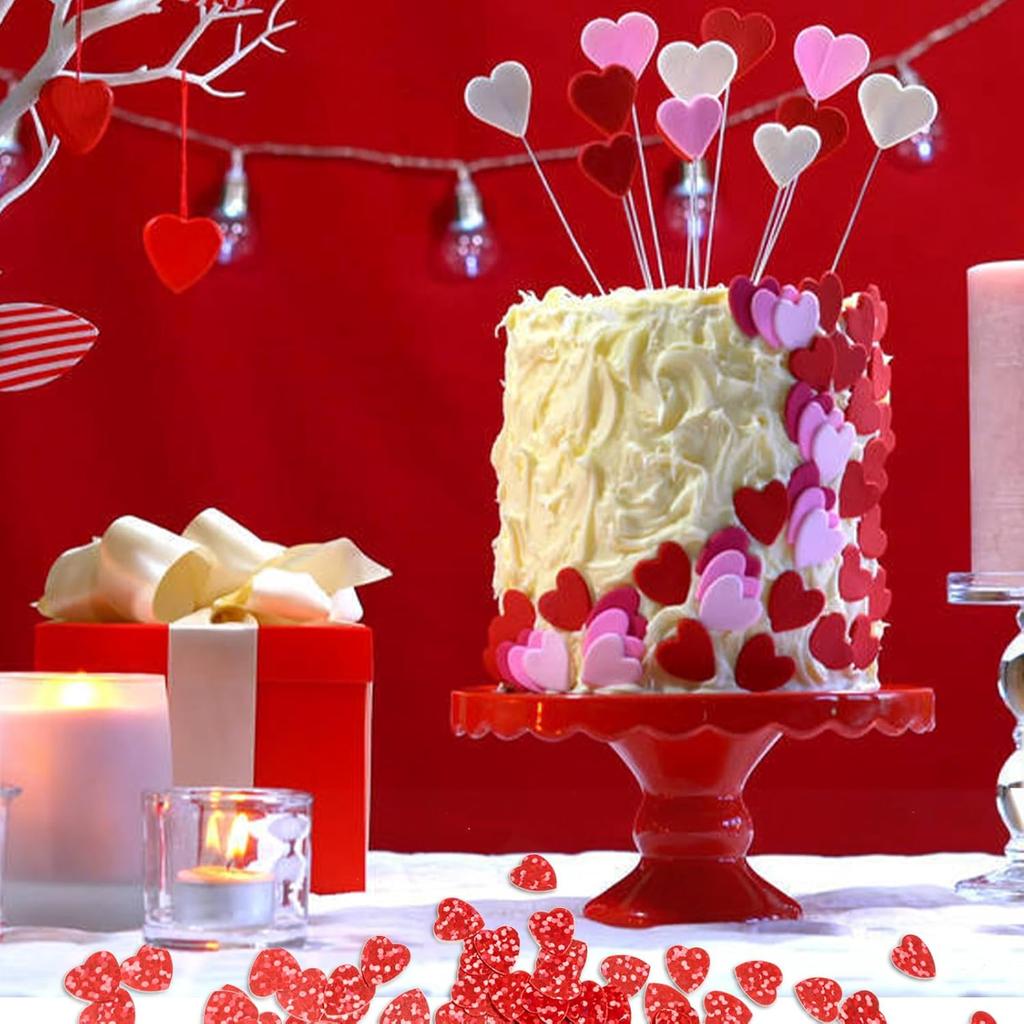1500pcs/50g Valentines Day Hearts Confetti Decorations,Iridescent Red Heart Table Confetti Glitter Heart Sequ for Valentine's Day Wedding Birthday