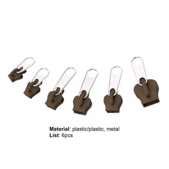 6Pcs/Set Sturdy Anti-rust Zipper Puller Metal Practical Stable Zipper Head for Clothes