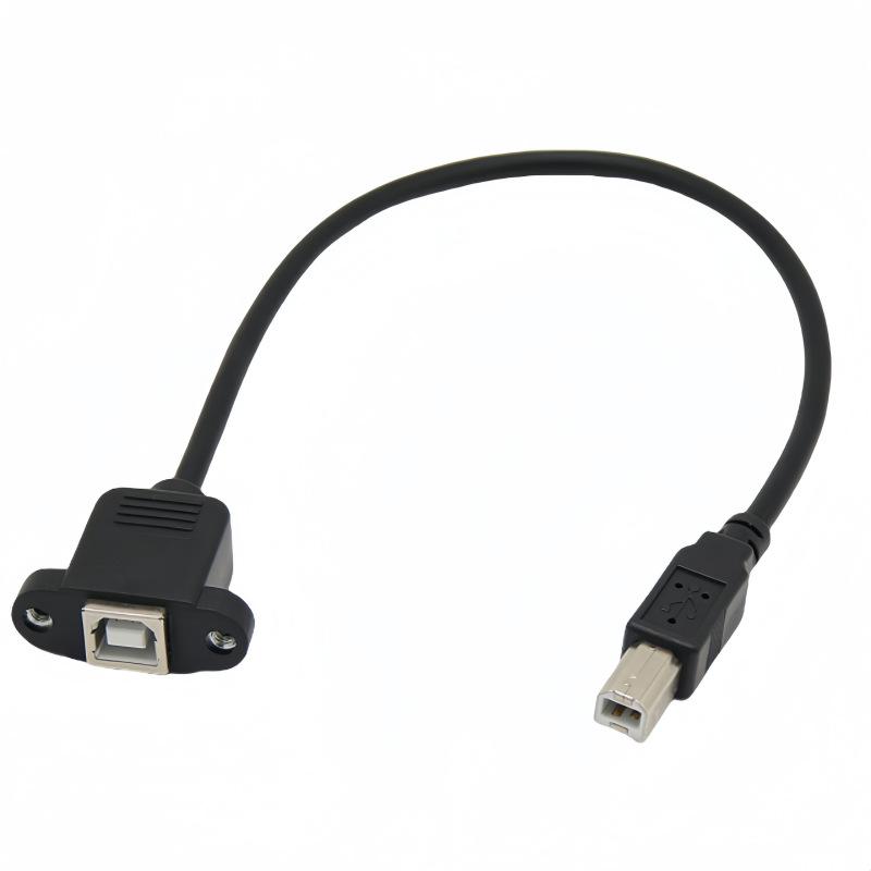 

USB 2.0 Type B Male to Female Extension Cable, 90 Degree Elbow Panel Mount Lock Connector for Printer 30cm/1m/1ft Length Options 0.3m
