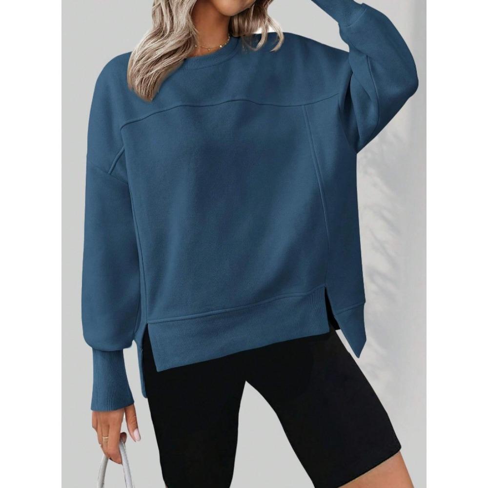 New Autumn and Winter Round-neck Long-sleeved Split Casual Loose and Versatile Hoodie