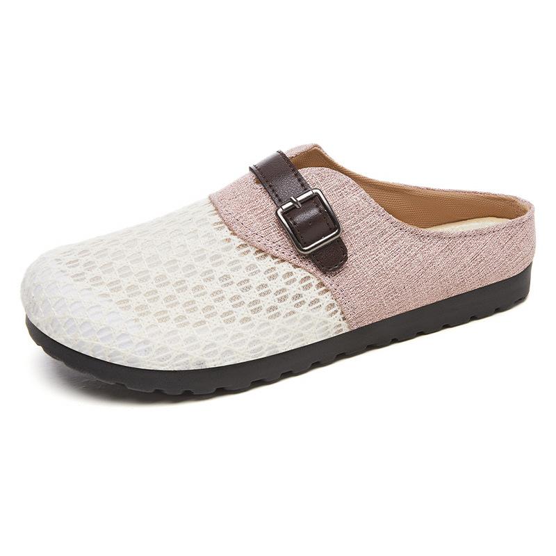 

Летние новые женские туфли с ажурной подошвой, верхняя одежда, мягкая подошва, удобные повседневные женские туфли, летающие, тканые, сетчатые, дышащие, с плоским дном, сумка с головой, полуперетаскивание 41