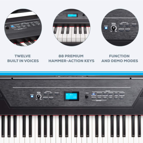 Alesis Digital Piano, 88 Keys, Weighted Hammer Action Keyboard, Lesson Function, Recording Function, LCD Screen, Recital Pro