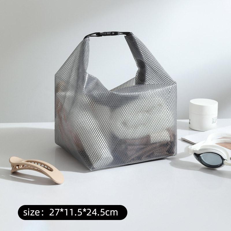 Waterproof Cosmetic Storage Bag Large Capacity Fitness Clothing Swimming Handbag Portable Shopping Travel Buckle Type Mesh Bags