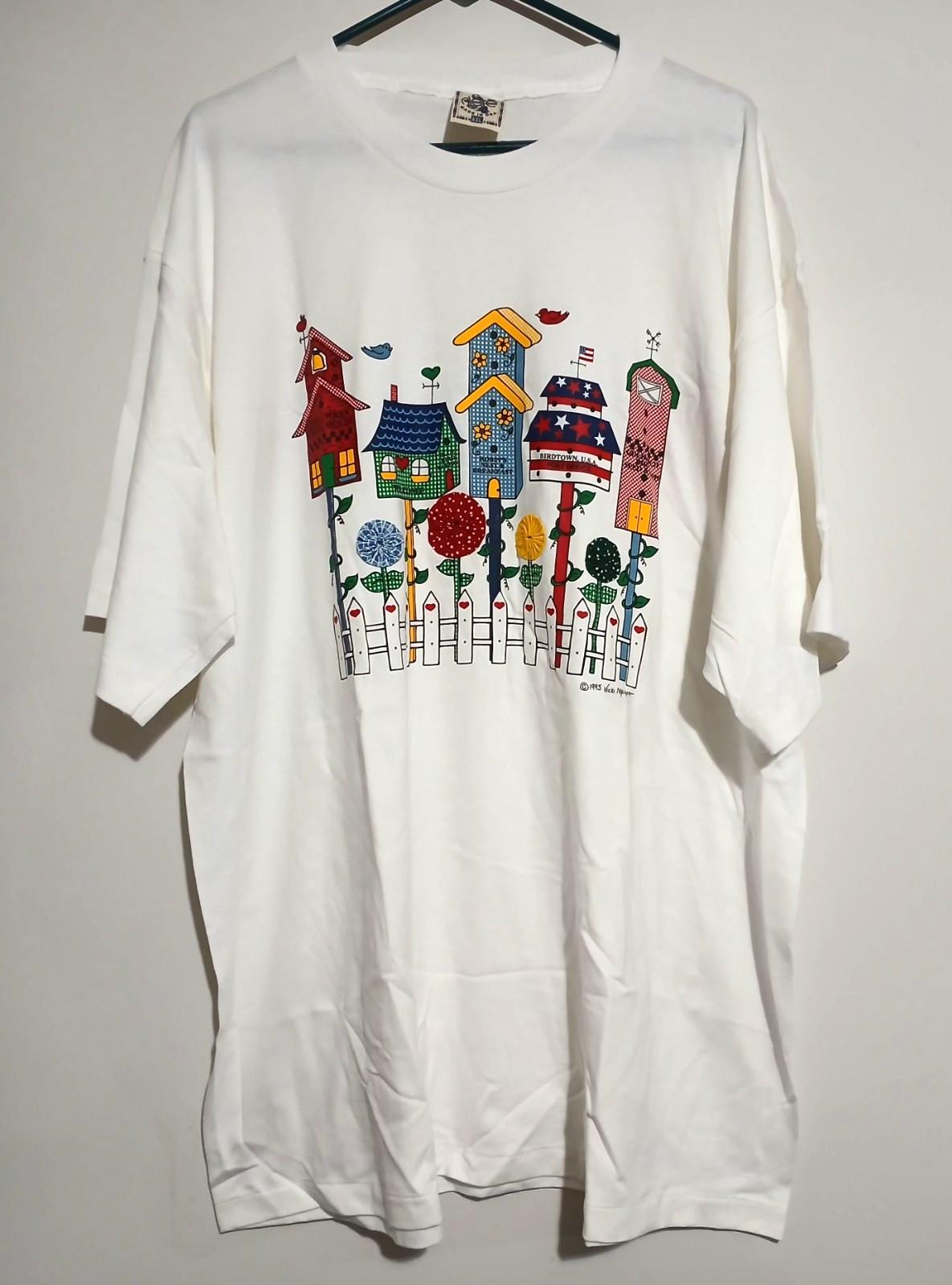 Vintage Birdhouses T-Shirt XXL Big White Single Stitched 1995 Rare Great READ XL