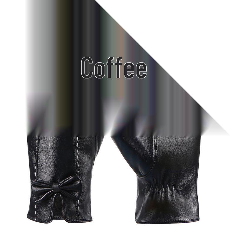 Women's Touchscreen Windproof Leather Gloves - Fleece-Lined, Thickened, Warm for Autumn/Winter, Cycling & Driving, Fashionable PU Cotton.