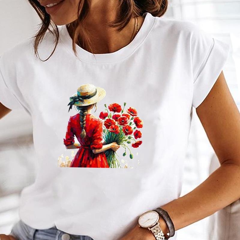 (Asian Size) butterfly cute Casual Clothing Printed Female Top T Shirt o-neck Short Sleeve T-shirts Lady Fashion Women Graphic Tee