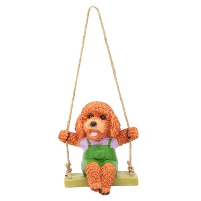 Huśtawka Zwierzę Wiszący Pluszowy Miś Pies Kreskówka Dekoracja Ogrodu Wisiorek Styl Statuetka z Żywicy RzemiosłoBrązowy