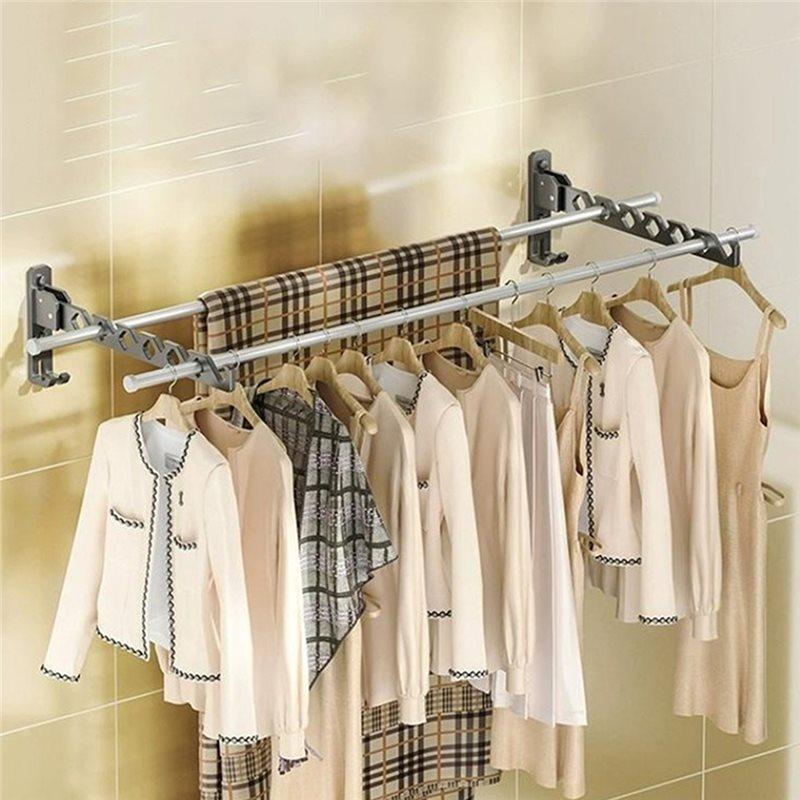 Wall Mounted Clothes Drying Rack 180° Adjustable Aluminum Alloy Foldable Space-Saving Clothes Hanger Stand