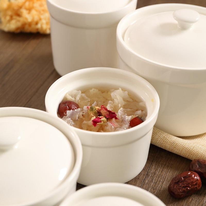 Ceramic Stew Cup, Simple Restaurant, Household Water-Proof Stew Soup Cup, Baby Dessert, Complementary Food, Porridge, Bird'S Nest Stew Cup, Small Stew