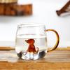 Tazza Singola in Vetro Borosilicato a Forma di Animale Cartone Animato 3D, Creativa, per la Casa, Carina, a Strato Singolo, per Ospiti in Salotto, Tazza per Succhi e Bevande Fredde